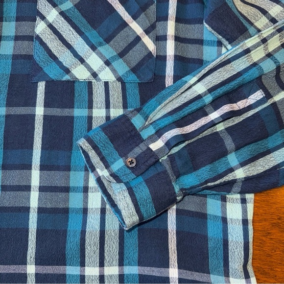 Lucky Brand Shirt Womens Large Blue Plaid L/S Button Down Cotton Viscose Blend - Picture 3 of 9